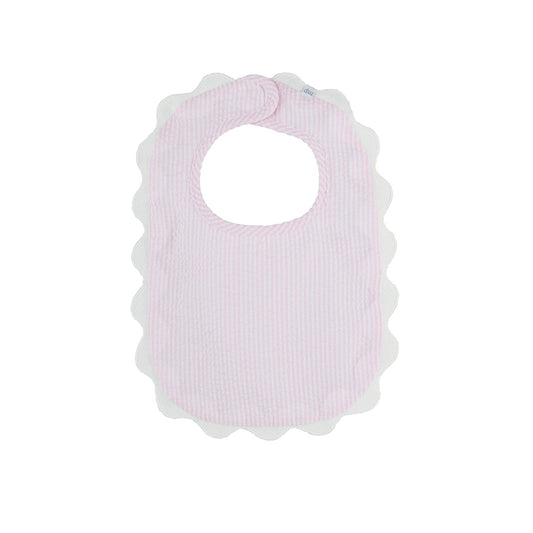 Pink Seersucker Scallop Bib