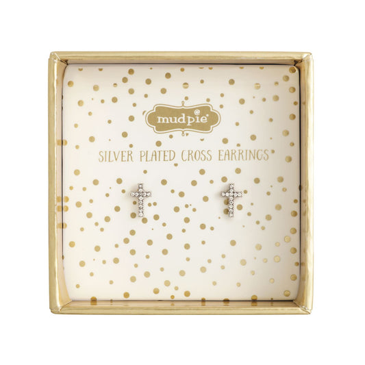 Silver Cross Stud Earrings
