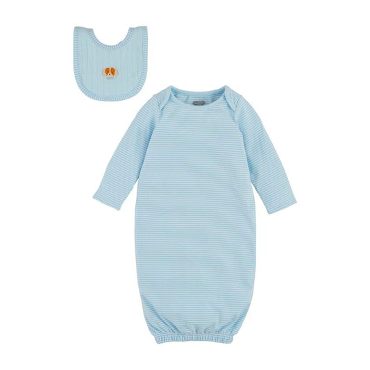 Blue Puppy Gown & Bib Set 0-3M