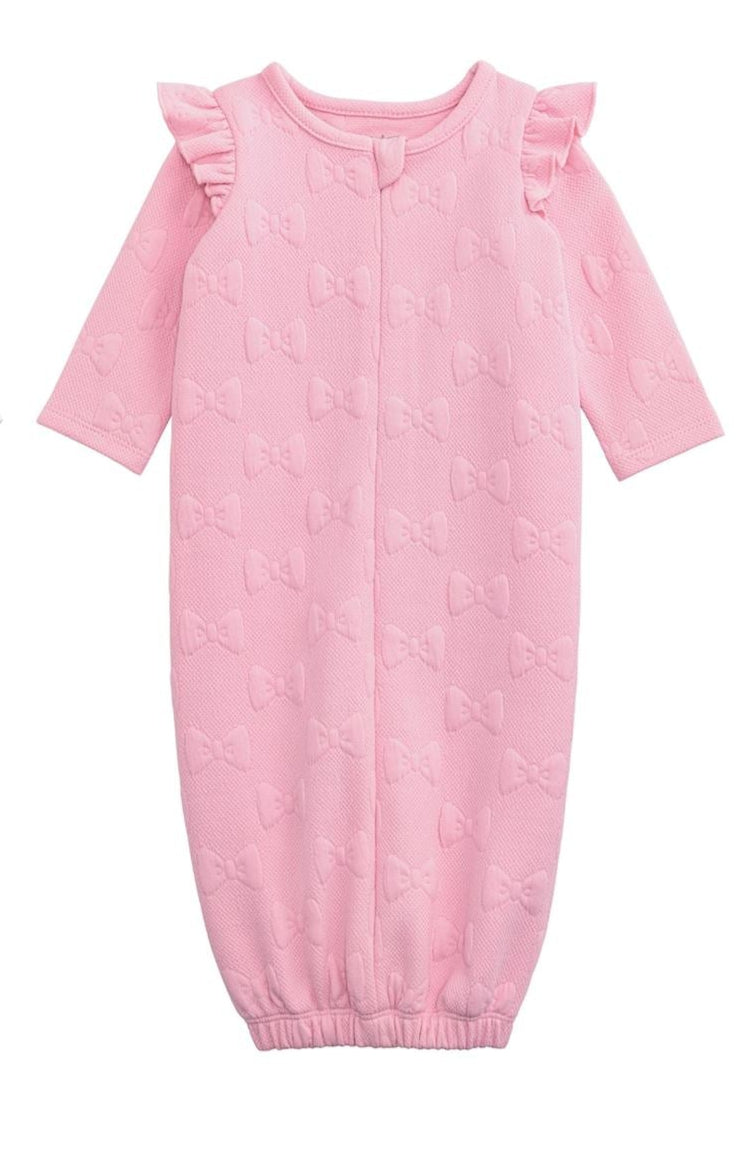 Pink Quilted Bow Gown 0-3m