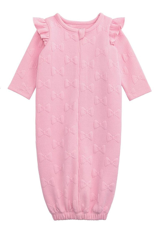 Pink Quilted Bow Gown 0-3m