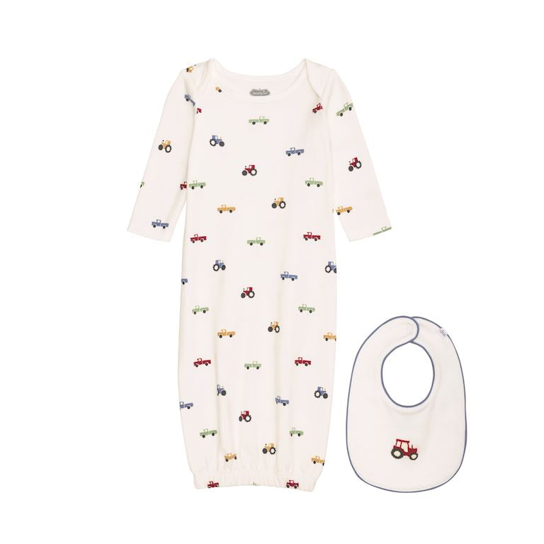 Tractor Gown & Bib Set 0-3M