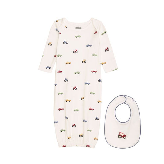 Tractor Gown & Bib Set 0-3M