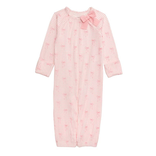 Pink Gingham Bow Gown 0-3M