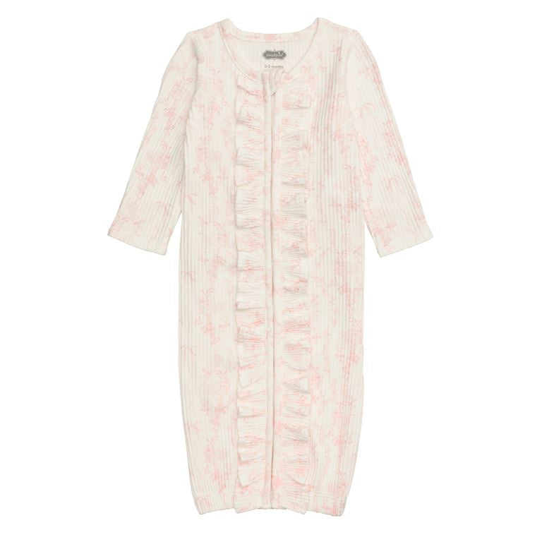 Floral Pink Gown 0-3M