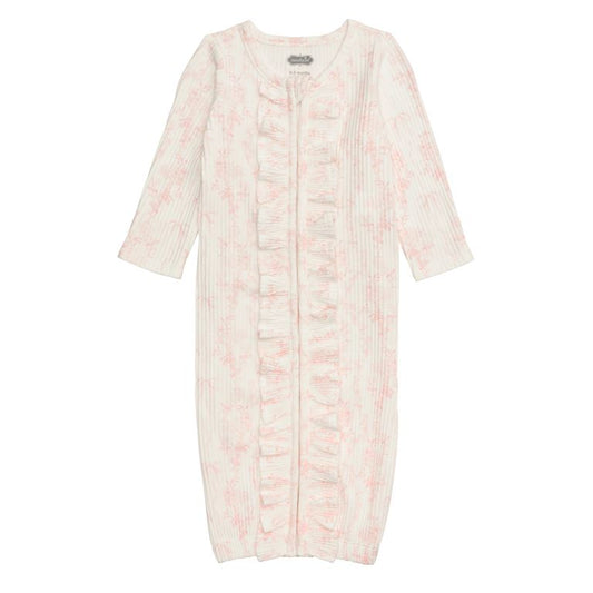 Floral Pink Gown 0-3M
