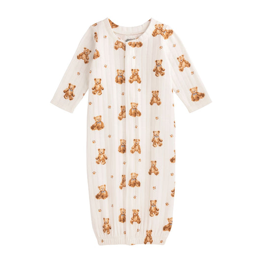 Pointelle Bear Print Convertible Gown