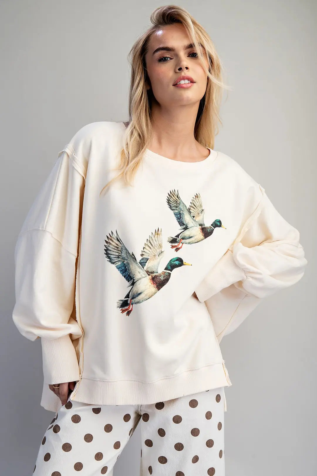 Stone Washed Duck Graphic Pullover
