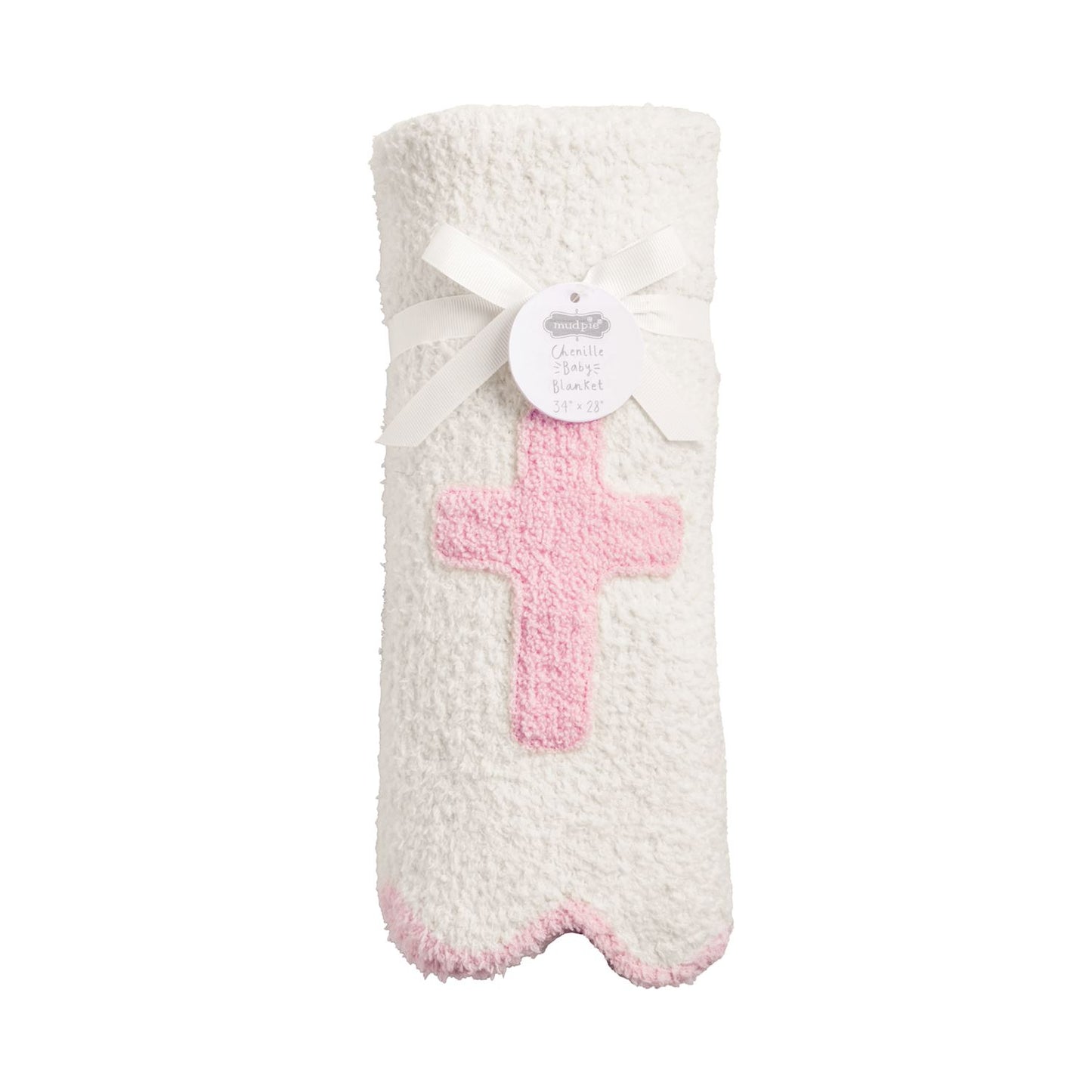 Pink Chenille Cross Blanket