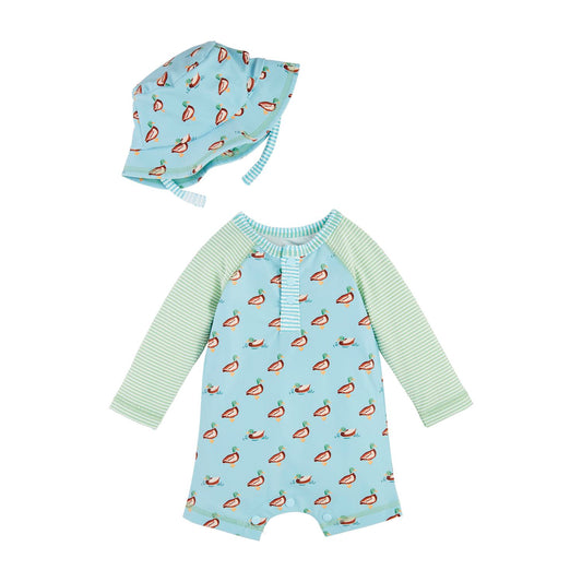 Duck Rash Guard One-Piece & Hat Set