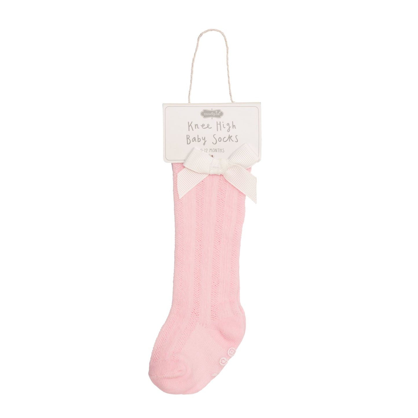 Tall Pink Bow Sock 0-12M