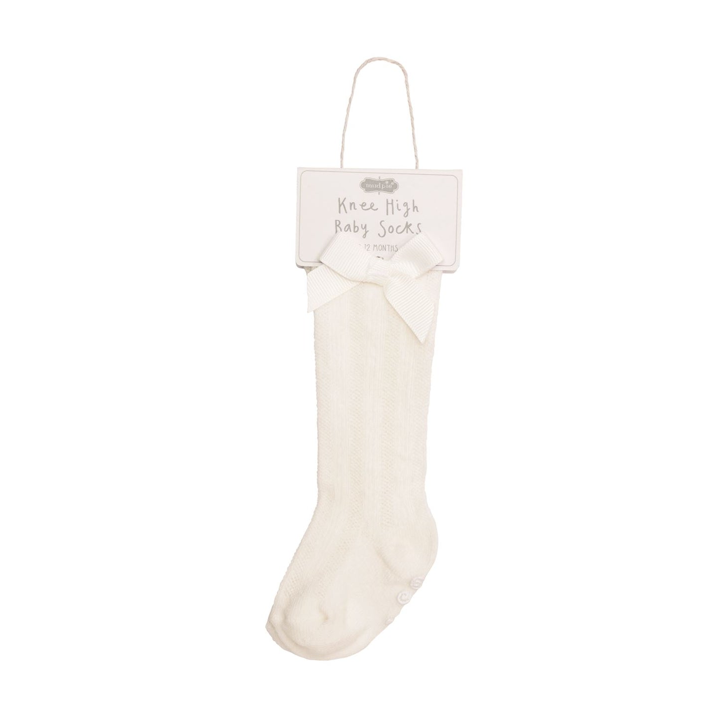 Baby Tall White Bow Socks