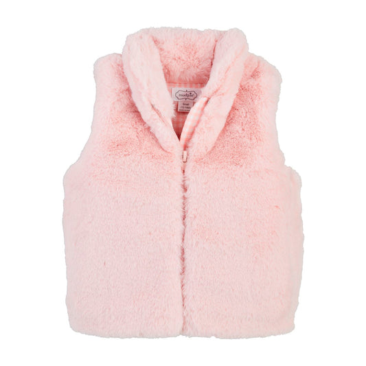 Faux Fur Zip Vest in Pink