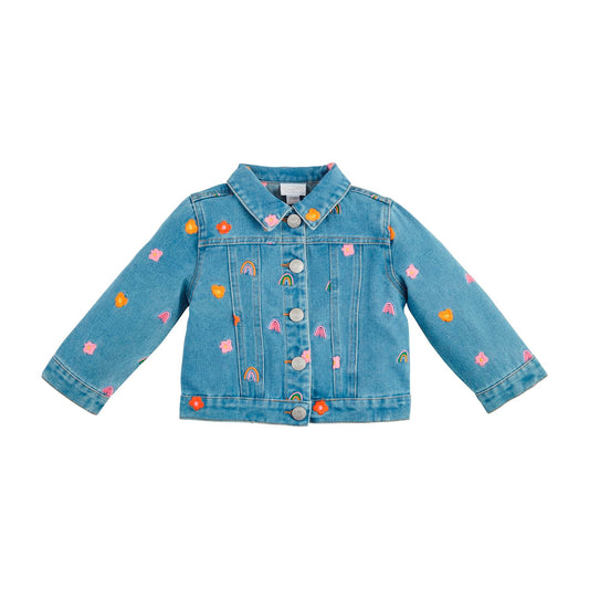 Rainbow & Flower Denim Jacket
