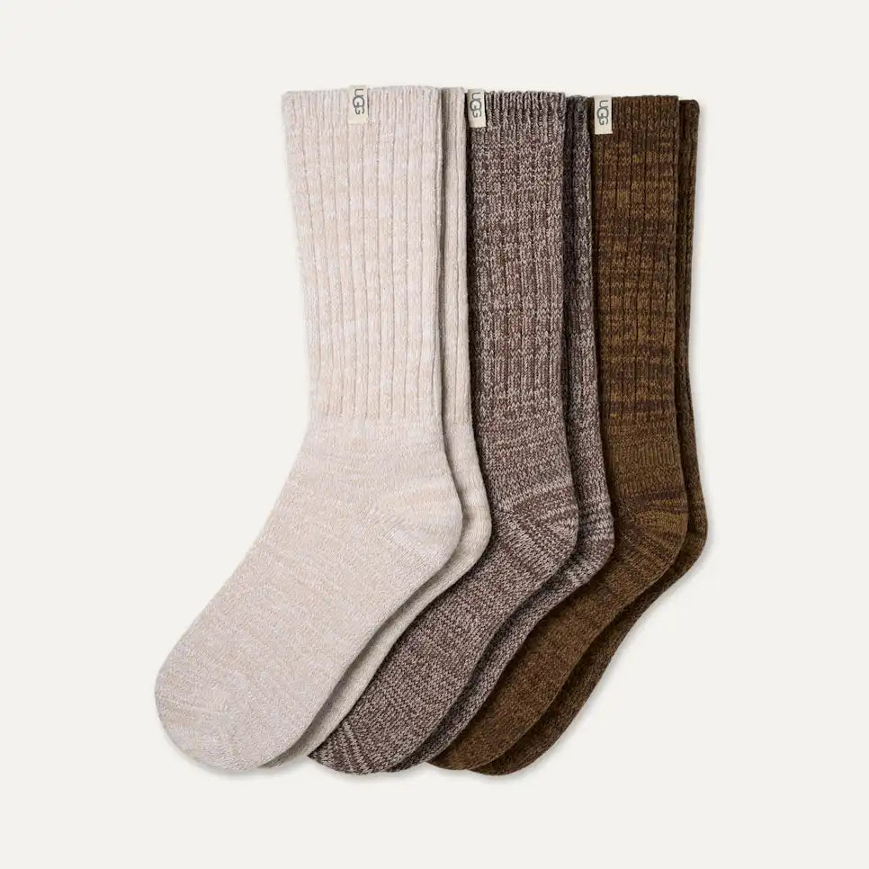Women's Rib Knit Slouchy Crew 3 Pack Burnt Cedar / Moonlight / Coffee Grounds