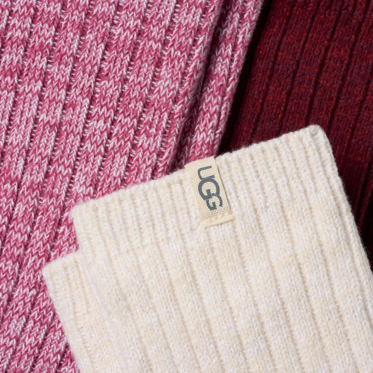 Women's Rib Knit Slouchy Crew in Strawberry, Cream &Coffee Berry
