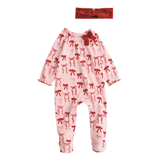 Pink Bow Sleeper & Headband Set