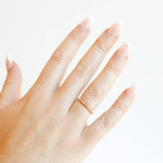 Ella Beaded Band Ring in Gold: 9/10