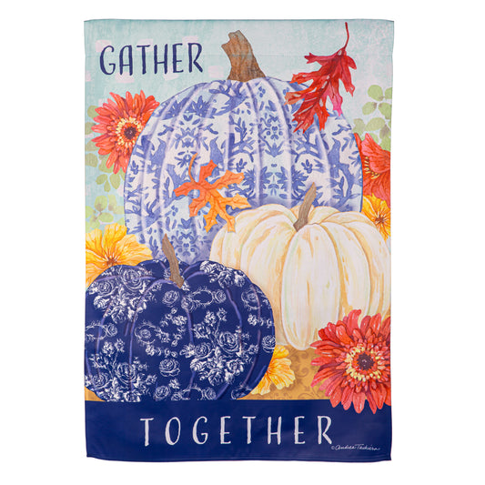 Changing Seasons Pumpkin Suede House Flag