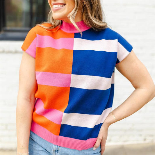 Sweater Noelle Navy/Pink Stripe