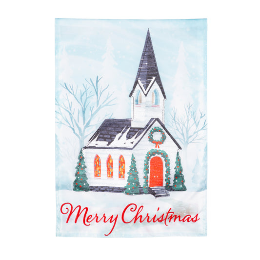 Winter Church Applique Garden Flag