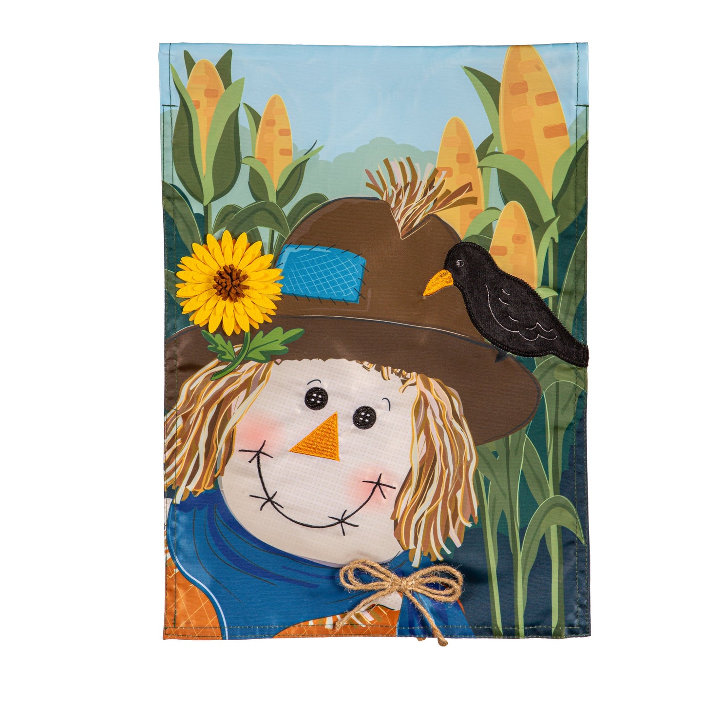 Scarecrow and Friend Applique Garden Flag