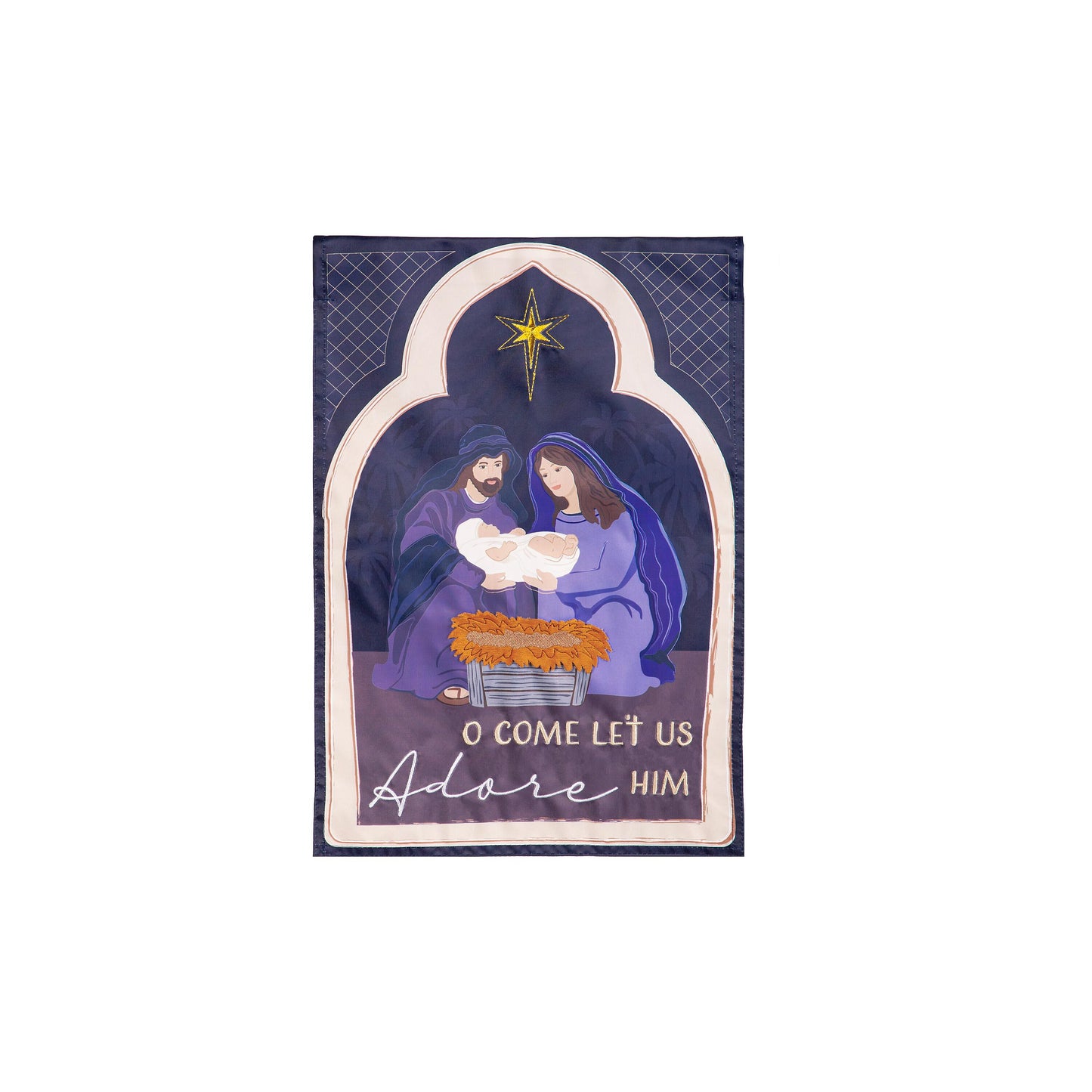 Come Let Us Adore Him Applique Garden Flag