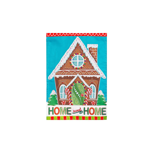 Gingerbread Home Sweet Home Applique Garden Flag