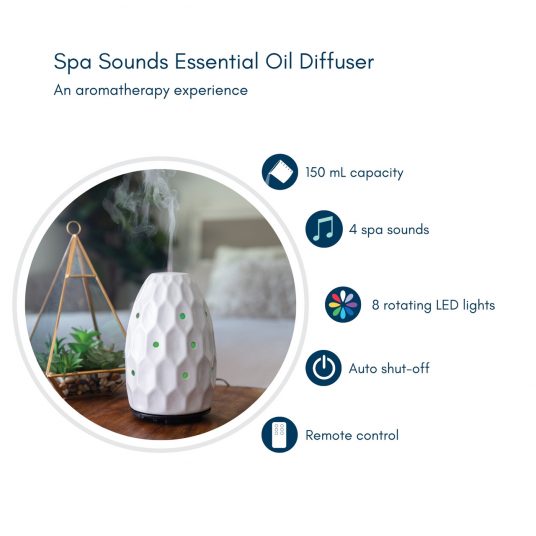 Spa Sounds Essential Oil Diffuser in White Hexagon