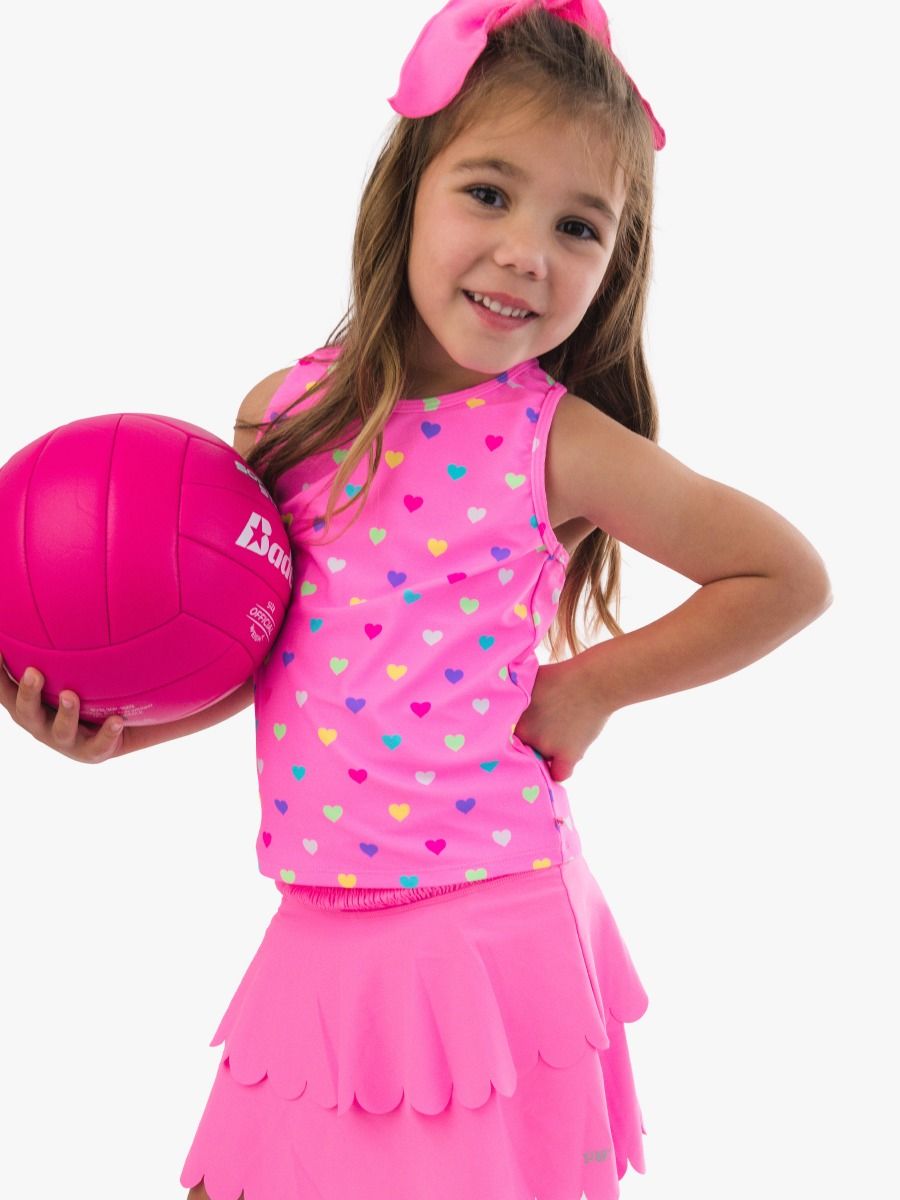 Neon Pink Colorful Heart Active Tank Top