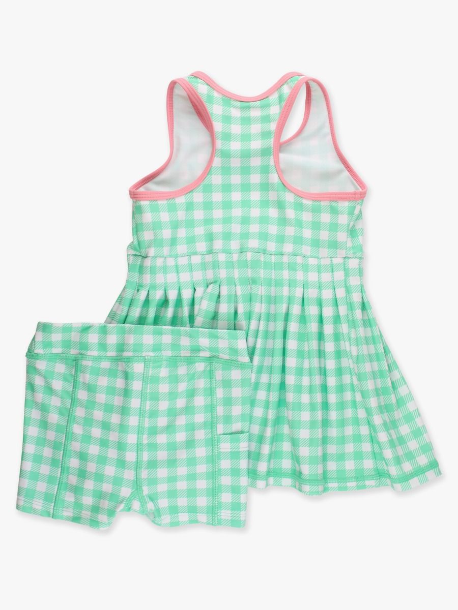 Spring Green Gingham Active Dress & Bike Short Set