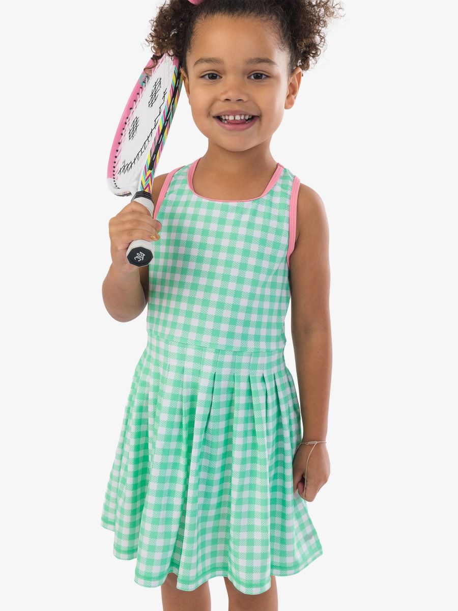 Spring Green Gingham Active Dress & Bike Short Set