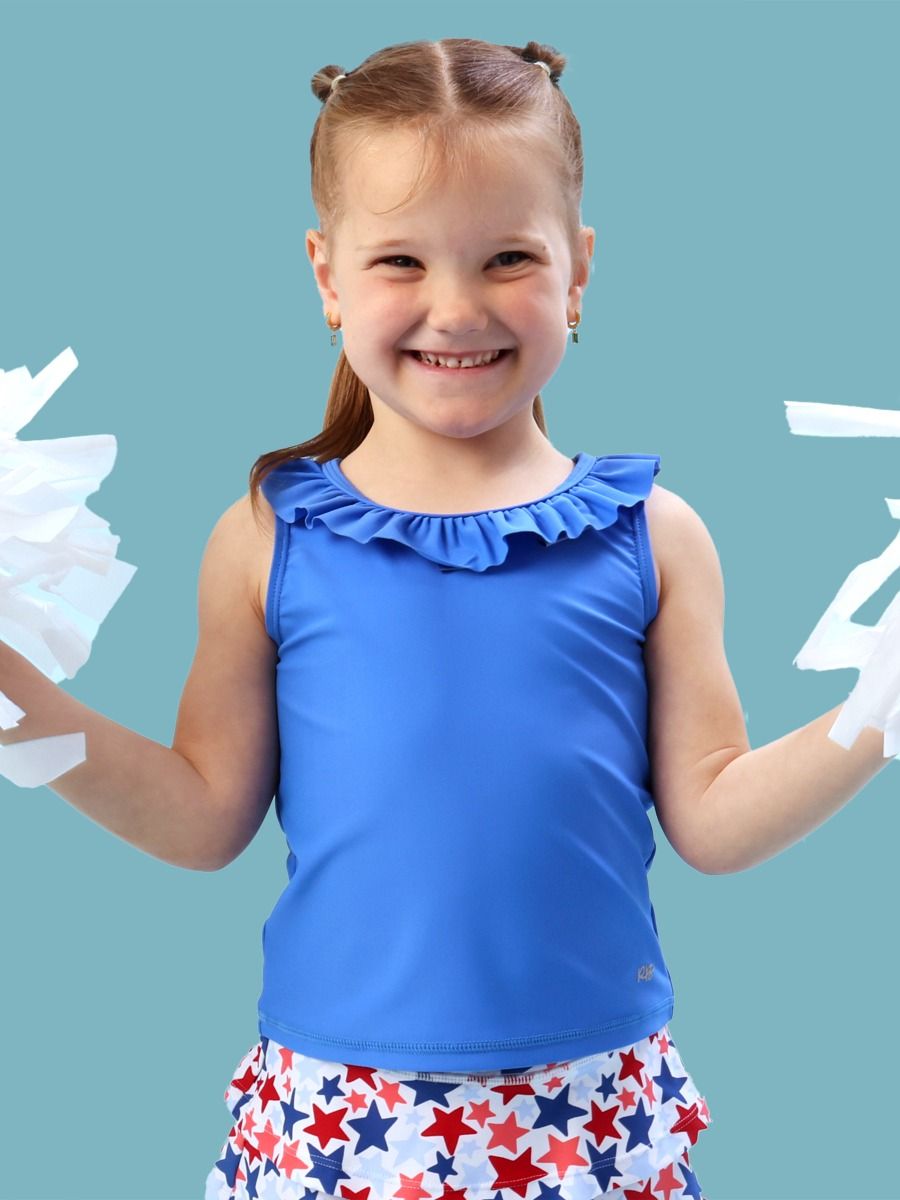 Sonic Blue Active Ruffle Tank Top