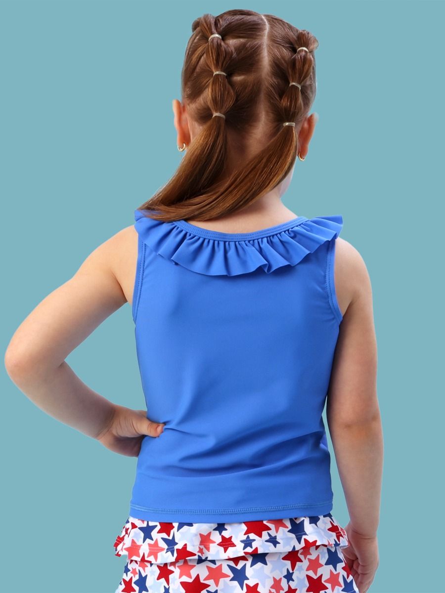 Sonic Blue Active Ruffle Tank Top