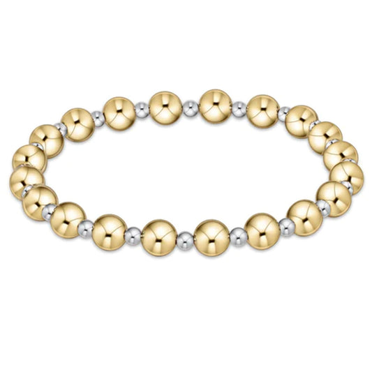 Classic Grateful Pattern 6mm Bead Bracelet Mixed Metal