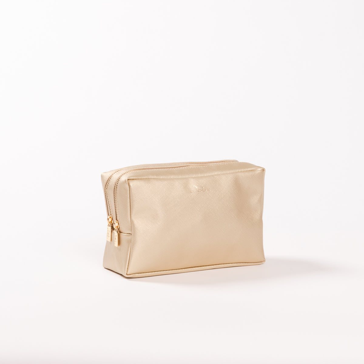 2-Way Toiletry Bag Gold Faux Leather