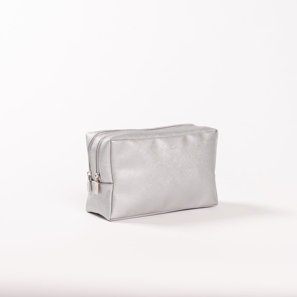 2-Way Toiletry Bag Silver Faux Leather
