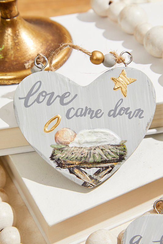 Wood Heart Baby Jesus Ornament