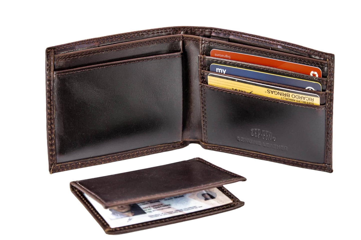 Arkansas Razorbacks Men's Collegiate Bifold Leather Wallet.: Crazyhorse Brown