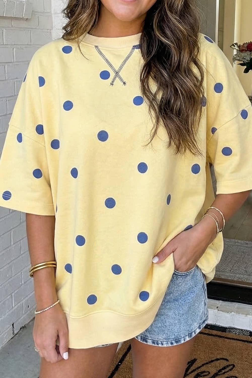 Polka Dot Oversize Blouse: Yellow