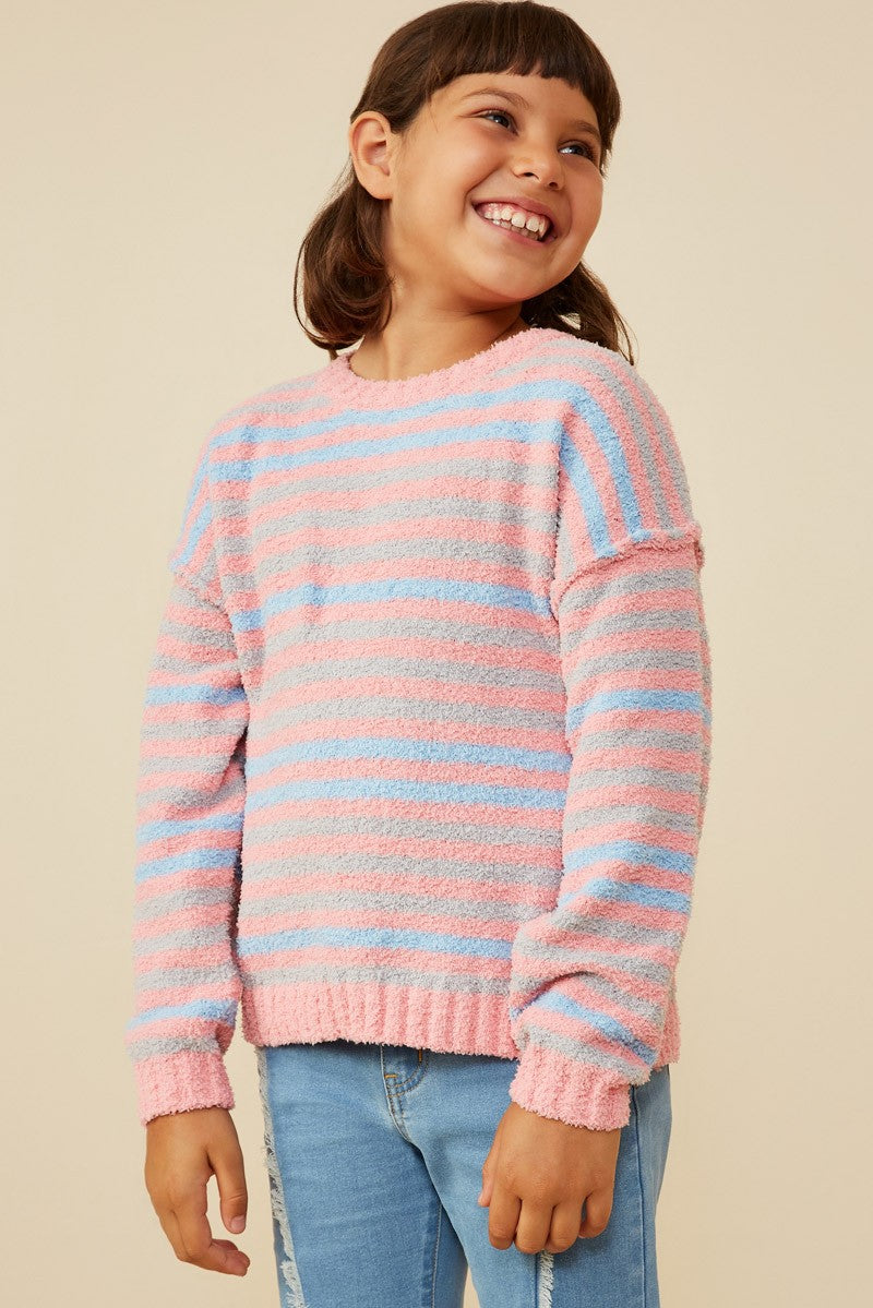 Girls Ultra Soft Multicolor Stripe Pullover