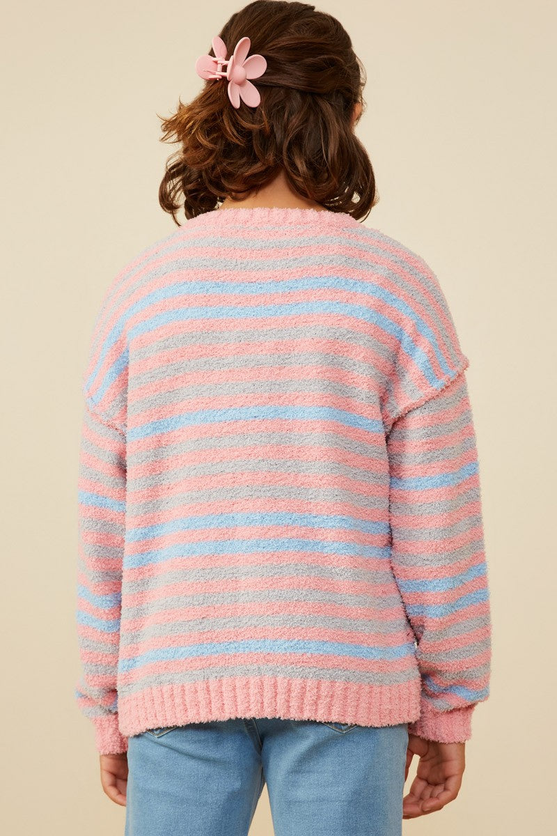 Girls Ultra Soft Multicolor Stripe Pullover