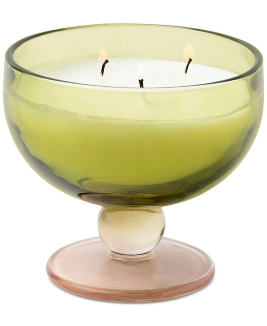 Aura 6oz Candle Green & Blush Tinted Glass Goblet in Misted Lime