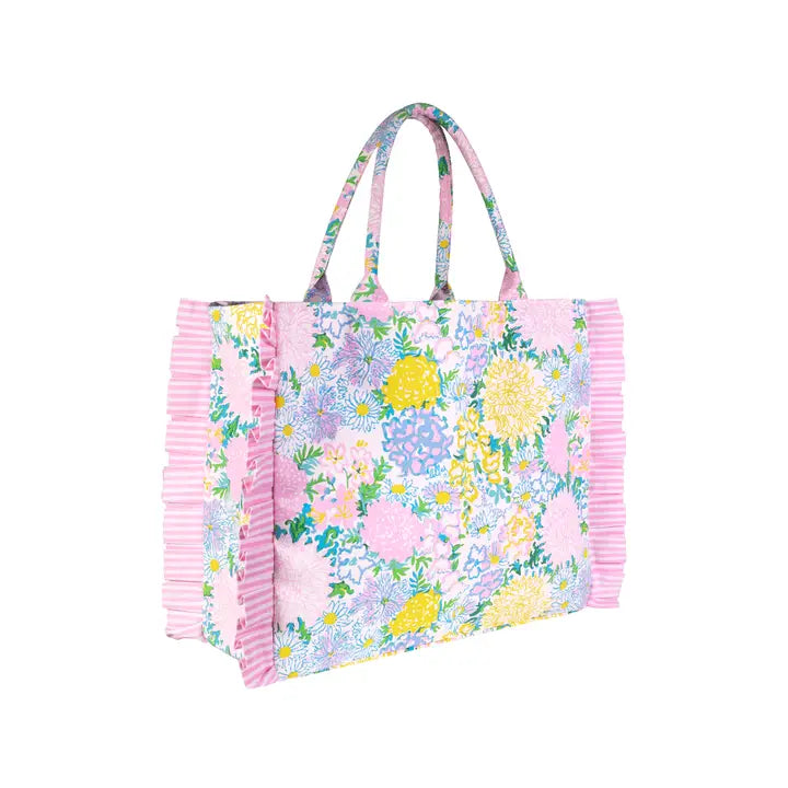 Ruffle Tote in Lily Garden
