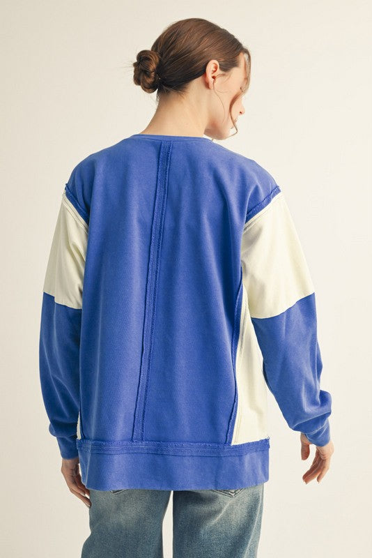 Raw Cut Accent Color Block Gameday Top