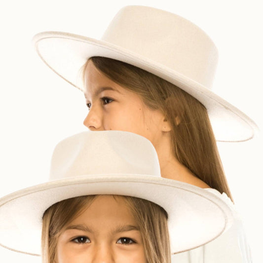 Youth Children's Vegan Felt Rancher Hat, Adjustable: Ivory
