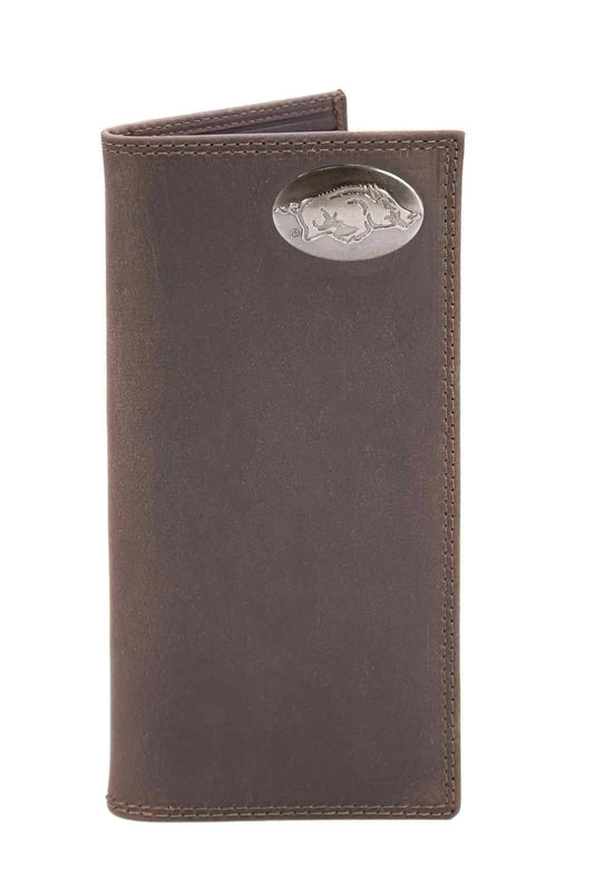 Arkansas Razorback Men's Collegiate Secretary Leather Wallet: Crazyhorse Brown