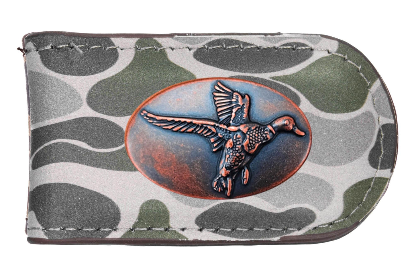 Mallard Men's Old School Camo Leather Money Clip.: Brown/Tan Camo