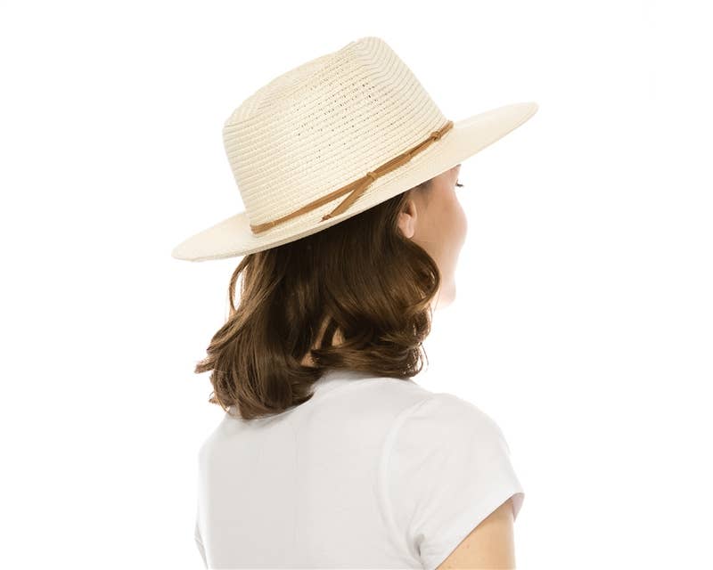 Straw Summer Rancher Hat - Knotted Band Ivory