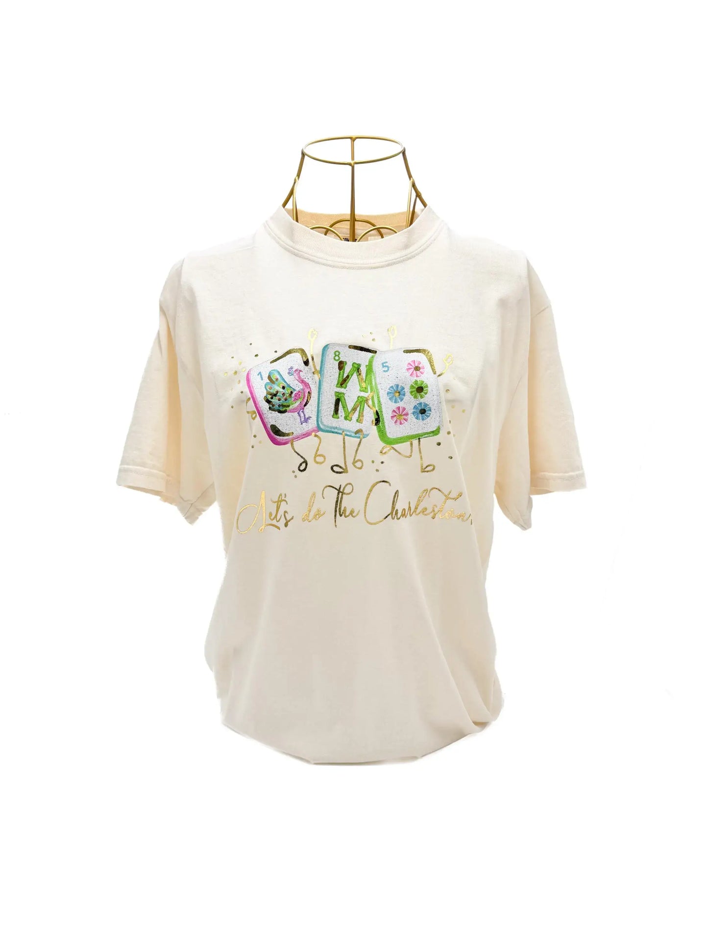 Gold Foil Let's do the Charleston Mahjong Tiles Shirt - Blossom Short Sleeve